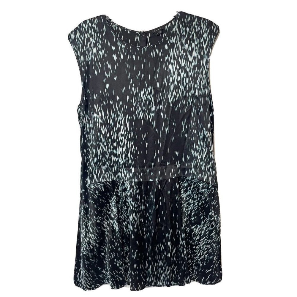 Theory Womens Shadrin Silk Shift Mini Dress Black Size 10 Cap Sleeve Casual‎